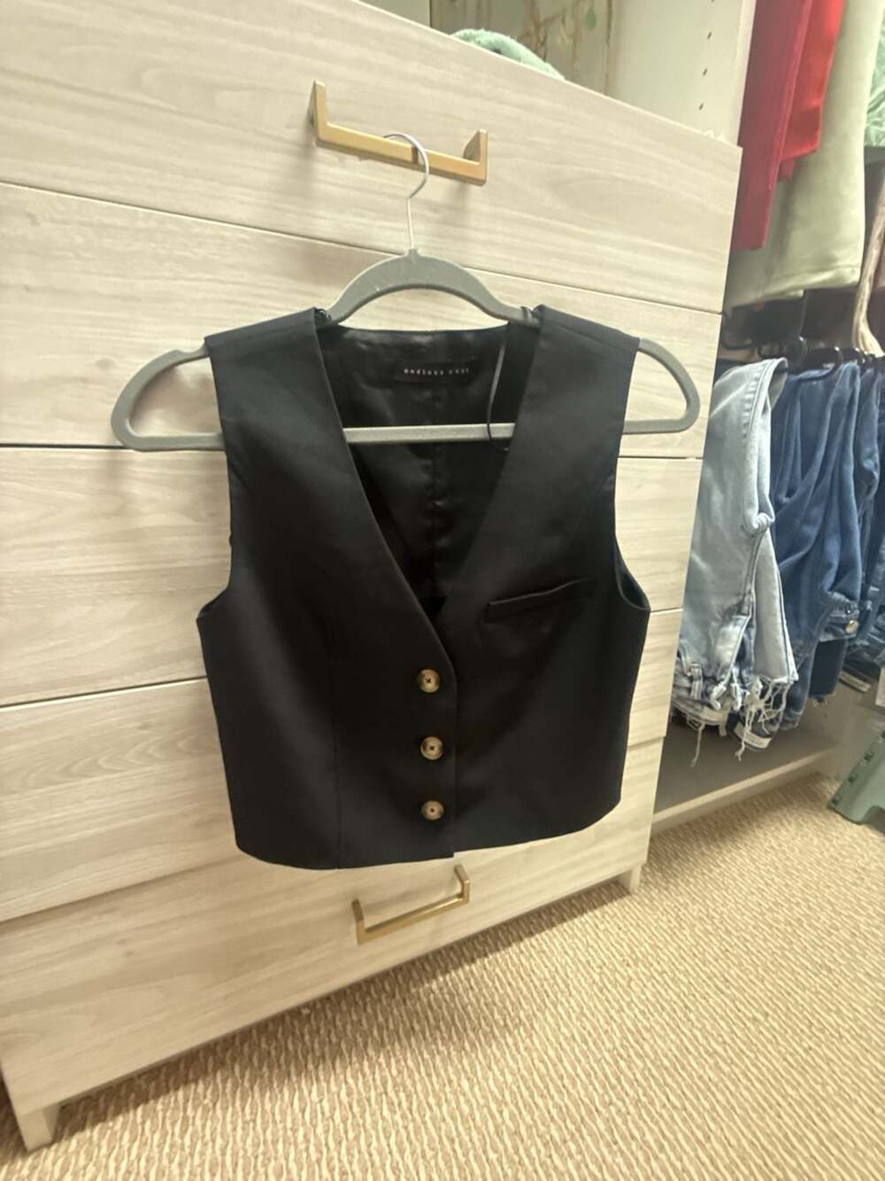Endless Rose Crop Vest Black Button-Front V-Neck